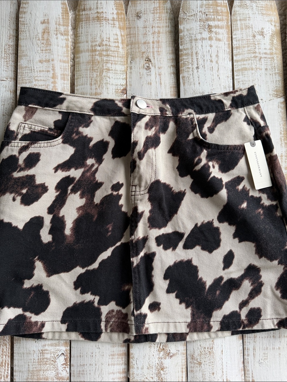 Anthropologie Cow Print Skirt Size 8 NWT